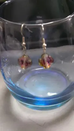 多色クリスタル花形フックピアス