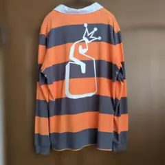 Stussy ボーダー ラガーシャツ オレンジ Lsizeのサムネイル