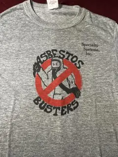 80s USA製 ASBESTOS BUSTERS パロディTシャツ 企業物