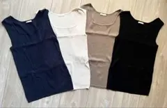 GU リブニットスクエアネックタンクトップ4枚セット Sサイズ