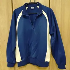 【おまけつき】asics レトロ　青 ジャージ ハーフジップ　メンズトレーニング
