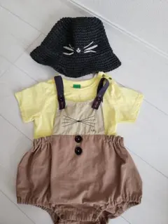 猫デザインロンパース&帽子セット☆