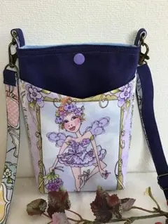 ハンドメイドショルダーバッグ☆スマホポーチ☆ロラライハリス妖精パネル