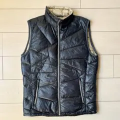 美品　エーグル　AIGLE ダウンベスト　S 黒ブラック　アシンメトリーステッチ