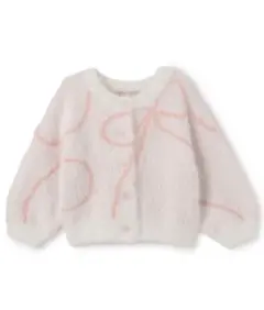 petit main【親子リンク】シャギーニット柄カーディガン