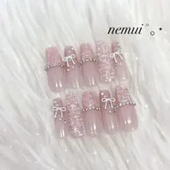 No.46 ネイルチップ ピンク 韓国 量産型 フレンチガーリー ワンホン