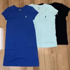 POLO 半袖Tシャツ&ワンピース 3枚セット 青 水色 黒のサムネイル