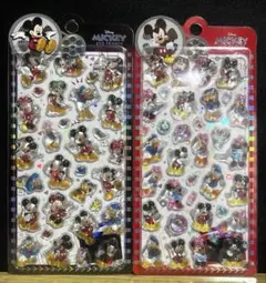 海外限定 ミッキーミニー ボンボンドロップ風ぷくぷくシール２枚