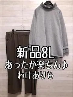 新品☆8L♪裏起毛あったか楽ちん♪プルオーバー＆パンツ〇G296