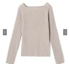 GRL スクエアネック リブニットトップス ベージュ
