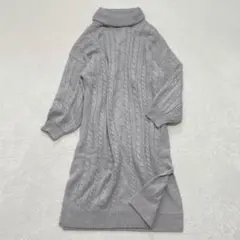 コルザ/ハニーズ◇ニットワンピース ケーブル編み サイドスリット タートル L