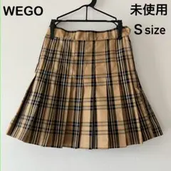 【未使用】ウィゴー チェック柄 プリーツスカート スカート Sサイズ ブラウン