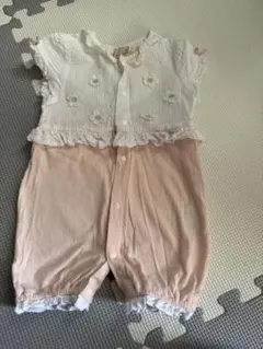 petit main フラワー刺繍ロンパース　夏用　50〜70cm