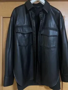 AZUL by moussyブラックレザーシャツジャケット