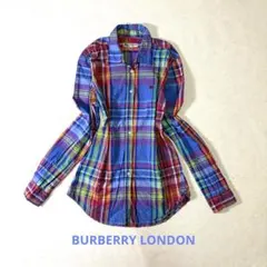 希少 BURBERRY LONDON マドラスチェック　刺繍ロゴ　綿100%