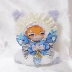 にじぱぺっと❥おすわりぬい服❥10〜13cmサイズ❥ねこ❥いちご❥青(56)