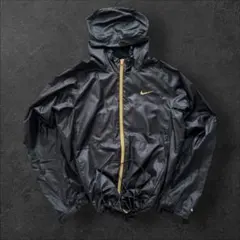 00s nike 短丈　ドローコード　防寒　ナイロンジャケット　S ゴールド　黒