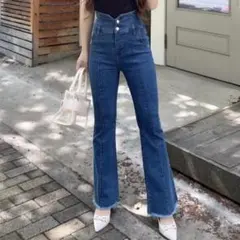 ROYAL PARTY ロイヤルパーティー ハイウエストフレアデニムパンツ