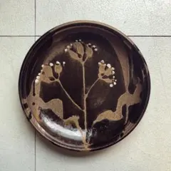 黒地にお花の大皿 プレート 食器