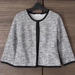 ナチュラルビューティーベーシック　ツイードノーカラージャケット