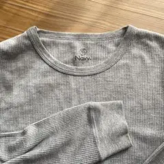 メンズ　ワッフル長袖Tシャツ　グレー　L