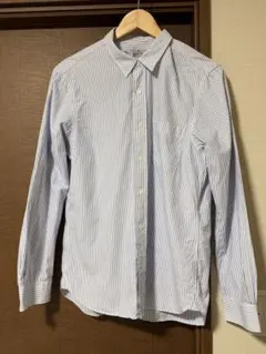 無印良品シャツ　Lサイズ　ブルー　ストライプ