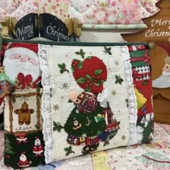 サンボンネットスーちゃんポーチ❣️ゴムバンド収納付❣️真っ赤ないちご付❣️Xmas⭐️