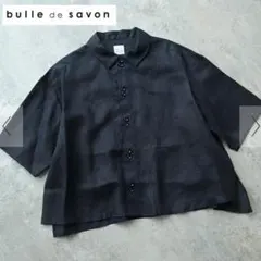 ＊美品 ビュルデサボン・△○60sフレンチリネン ボーイ シャツ　ブラック黒のサムネイル