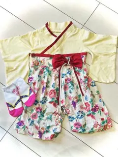 花柄着物　袴ロンパース　70センチ