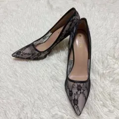 【美品】ハイヒール ピンヒール 花柄 レース