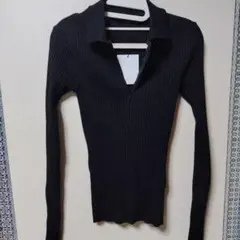 ZARA 黒 リブ編み 長袖 S