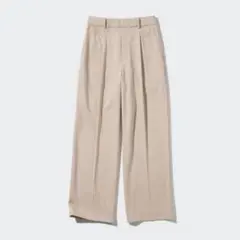 ユニクロ タックワイドパンツ　S ベージュ