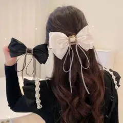 ヘアアクセサリー ビッグリボン バレッタ 韓国 ヘアクリップ 髪留め ブラック