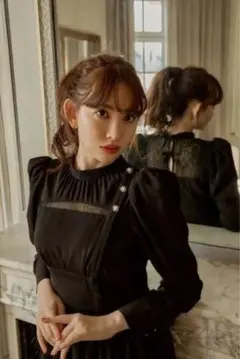 ♡美品♡Herlipto バックリボン キャミロングドレス ブラック Sサイズ