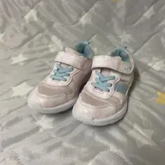 キッズスニーカー 16.0cm ピンク水色 ベルト付き