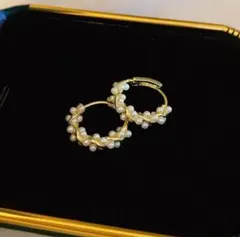 No.27 小パール繋ぎフープピアス