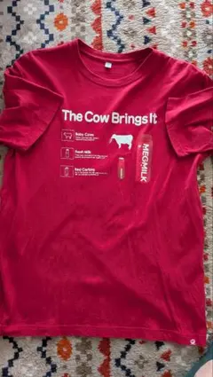 MEGMILK 赤 Tシャツ 牛デザイン　UT