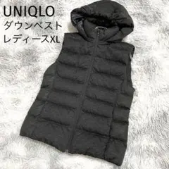 UNIQLO ユニクロ✨大きめXL レディースダウンベスト　フード着脱可　黒