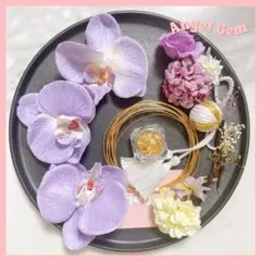 パープル紫 胡蝶蘭髪飾り 成人式 結婚式 和装前撮り白無垢 ブーケ 260107