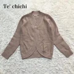 テチチ　ニットカーディガン　羽織り　Ｖネック　ウール混　カジュアル　着回し　無地