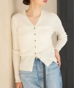 新品　IENA イタリア ヤーン RIB Vネックカーディガン　イエナ