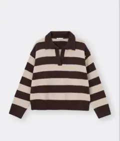パフィータッチスキッパーボーダーセーター DARK BROWN GUのサムネイル