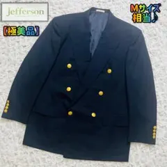 美品Jeffersoビンテージ 紺ブレ ダブルテーラードジャケット 金ボタンML