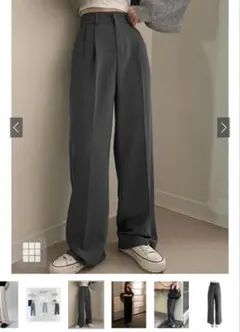 GRL センタープレスタックワイドパンツ「ai38」黒