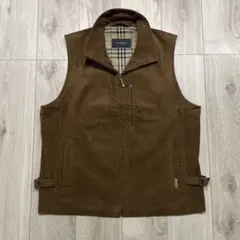 バーバリー ロンドン スエード フェイクレザー ベスト ノバチェック