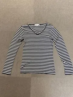 Ｐ＆Ｄ　ボーダー　カットソー　長袖　Vネック　40 レディース　伸縮性あり