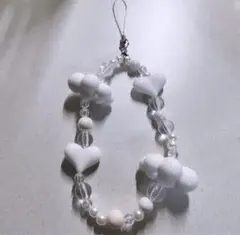 スマホビーズストラップ ハート 雲　韓国 stringting風