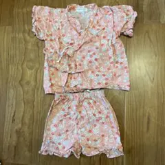 日本製綿100%花柄ベビーキッズ甚平浴衣お祭り90女の子ピンク系