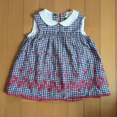 女の子 110cm ワンピース 女の子服 ギンガムチェック いちご刺繍 おでかけのサムネイル