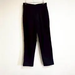 50033ドレスキップ カジュアルパンツ Mウエストゴム 黒 スリット 古着